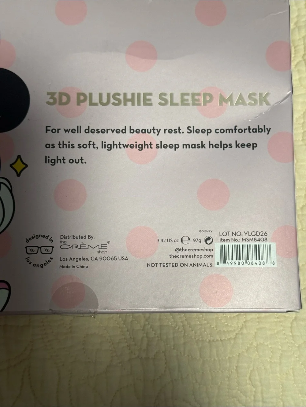 Creme Shop/Disney Collab Limited Edition Minnie Mouse 3D Plushie Sleep Mask! 🥰